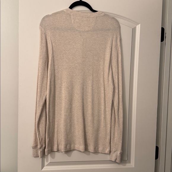 True Grit Beige Long Sleeve Henley Shirt - Picture 3 of 5